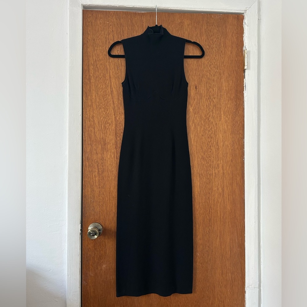 COS Mockneck Ribbed Maxi Dress with Bustier Detail
